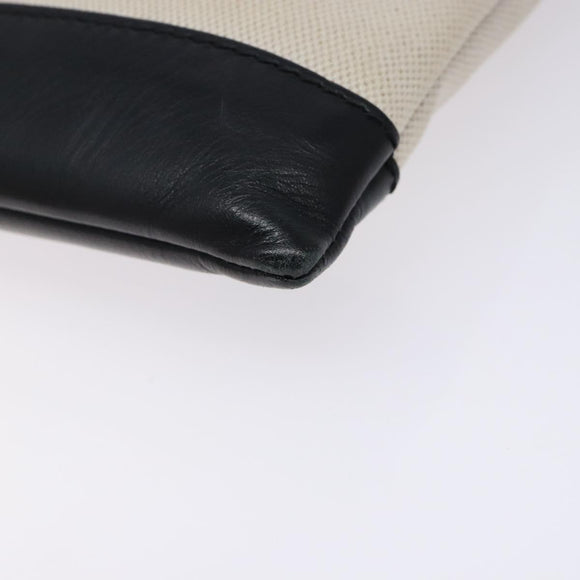 BALENCIAGA Clutch Bag Canvas Leather White black 373834 Auth gh296