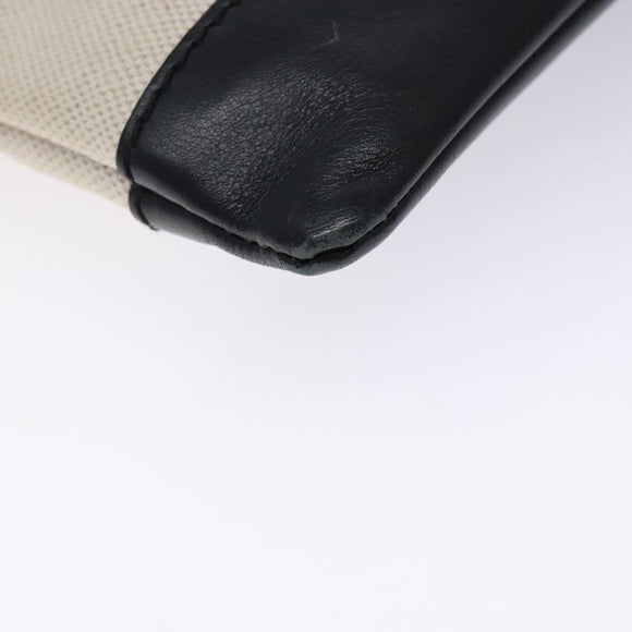 BALENCIAGA Clutch Bag Canvas Leather White black 373834 Auth gh296