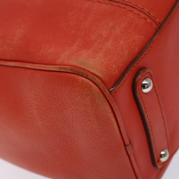 Salvatore Ferragamo Hand Bag Leather Orange Silver Auth gh313