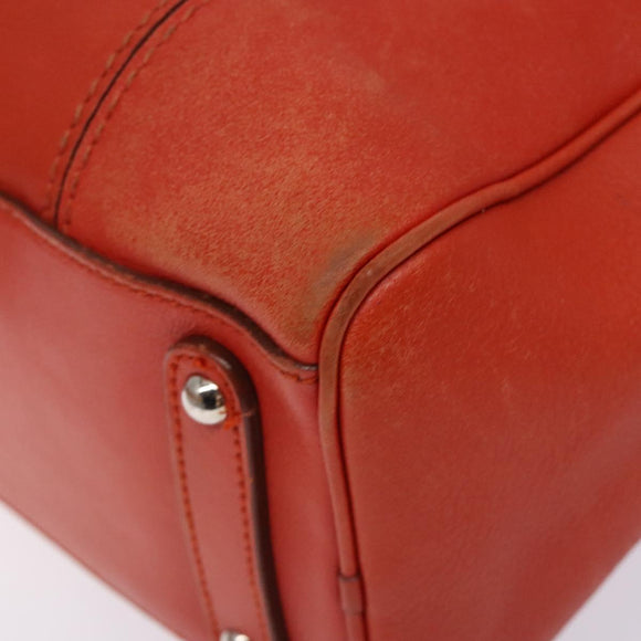 Salvatore Ferragamo Hand Bag Leather Orange Silver Auth gh313