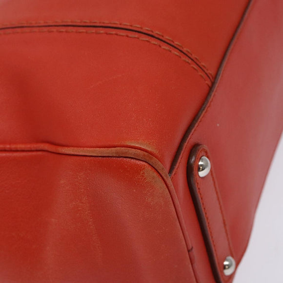 Salvatore Ferragamo Hand Bag Leather Orange Silver Auth gh313