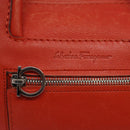 Salvatore Ferragamo Hand Bag Leather Orange Silver Auth gh313-17