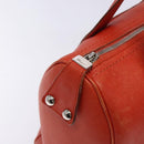 Salvatore Ferragamo Hand Bag Leather Orange Silver Auth gh313-10