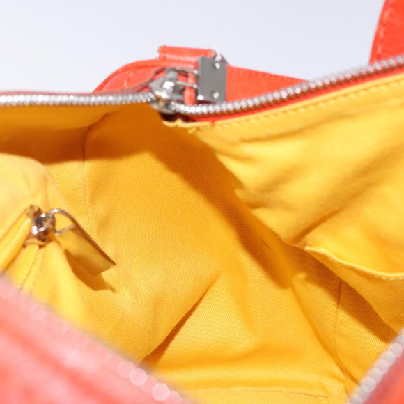 Salvatore Ferragamo Hand Bag Leather Orange Silver Auth gh313