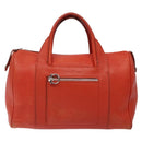 Salvatore Ferragamo Hand Bag Leather Orange Silver Auth gh313-13