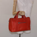 Salvatore Ferragamo Hand Bag Leather Orange Silver Auth gh313-23