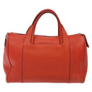 Salvatore Ferragamo Hand Bag Leather Orange Silver Auth gh313-2