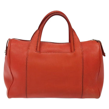 Salvatore Ferragamo Hand Bag Leather Orange Silver Auth gh313 - 0