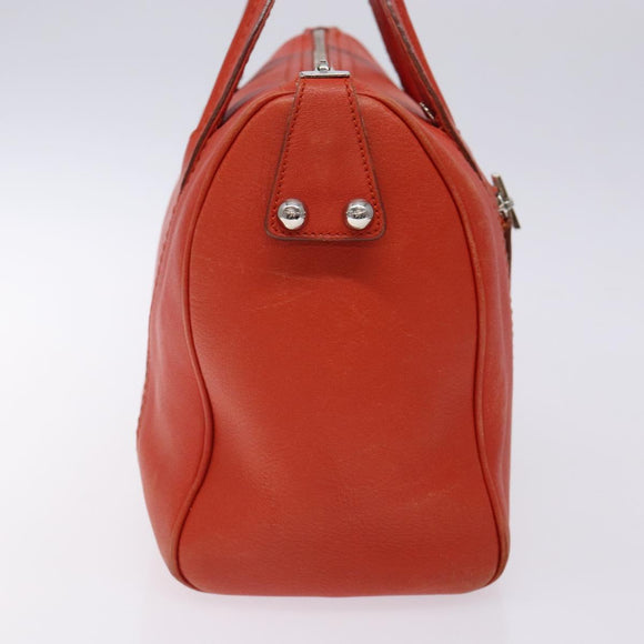 Salvatore Ferragamo Hand Bag Leather Orange Silver Auth gh313