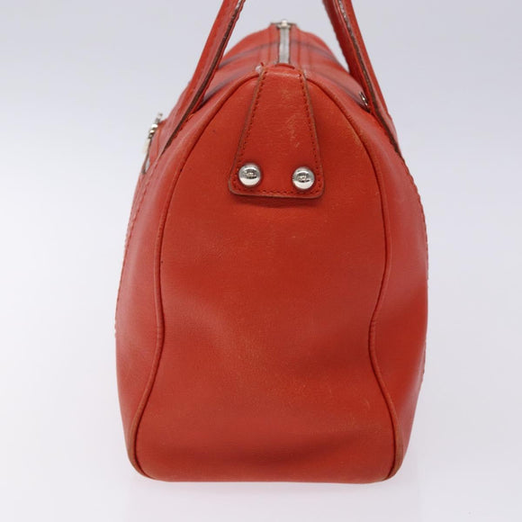 Salvatore Ferragamo Hand Bag Leather Orange Silver Auth gh313