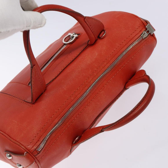 Salvatore Ferragamo Hand Bag Leather Orange Silver Auth gh313