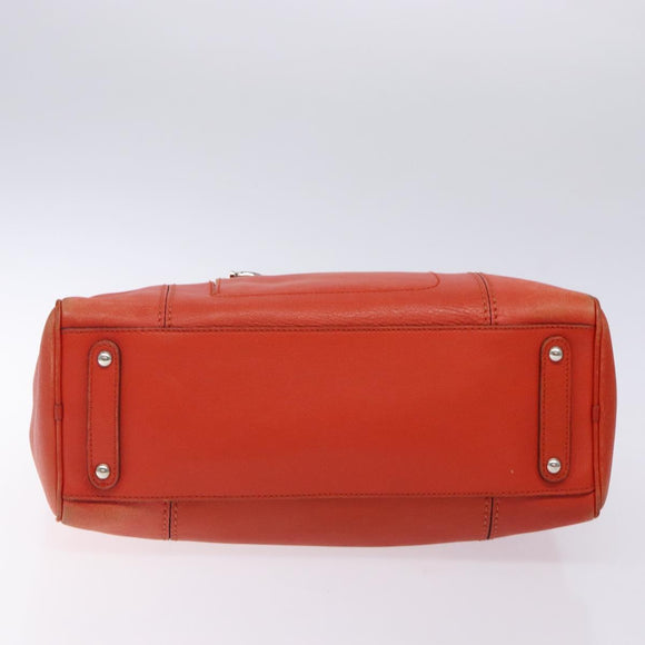 Salvatore Ferragamo Hand Bag Leather Orange Silver Auth gh313