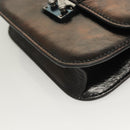 VALENTINO Chain Shoulder Bag Leather Brown Auth gh318-14