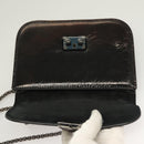 VALENTINO Chain Shoulder Bag Leather Brown Auth gh318-11