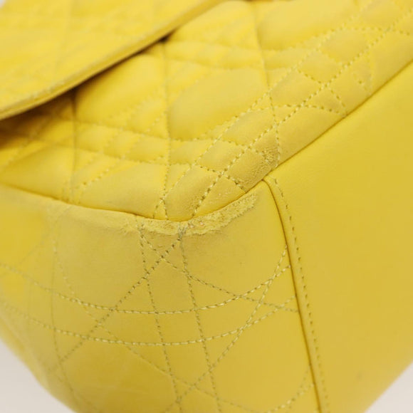 Christian Dior Canage Chain Shoulder Bag Leather Yellow Gold Auth gh321