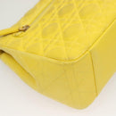 Christian Dior Canage Chain Shoulder Bag Leather Yellow Gold Auth gh321-12