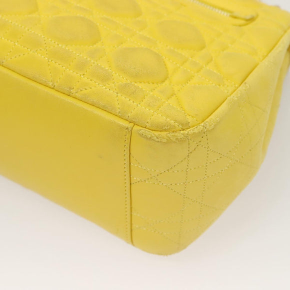 Christian Dior Canage Chain Shoulder Bag Leather Yellow Gold Auth gh321