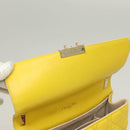 Christian Dior Canage Chain Shoulder Bag Leather Yellow Gold Auth gh321-15