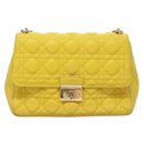 Christian Dior Canage Chain Shoulder Bag Leather Yellow Gold Auth gh321-2