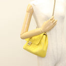 Christian Dior Canage Chain Shoulder Bag Leather Yellow Gold Auth gh321-22