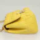 Christian Dior Canage Chain Shoulder Bag Leather Yellow Gold Auth gh321-5