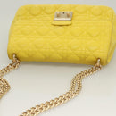 Christian Dior Canage Chain Shoulder Bag Leather Yellow Gold Auth gh321-6