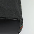 GUCCI Web Sherry Line Shoulder Bag Canvas Black Gold 73884 Auth gh324-11