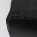 GUCCI Web Sherry Line Shoulder Bag Canvas Black Gold 73884 Auth gh324-12