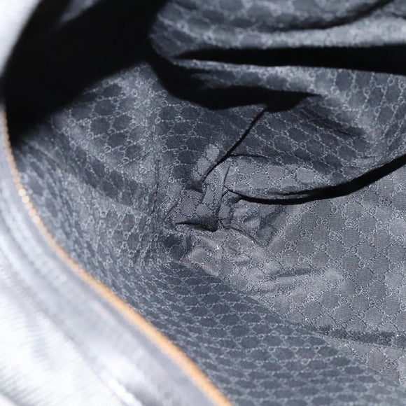 GUCCI Web Sherry Line Shoulder Bag Canvas Black Gold 73884 Auth gh324