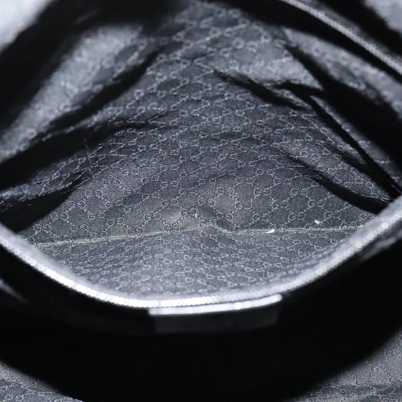 GUCCI Web Sherry Line Shoulder Bag Canvas Black Gold 73884 Auth gh324