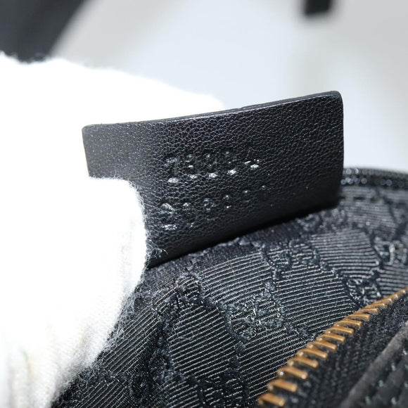 GUCCI Web Sherry Line Shoulder Bag Canvas Black Gold 73884 Auth gh324