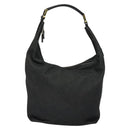 GUCCI Web Sherry Line Shoulder Bag Canvas Black Gold 73884 Auth gh324-3