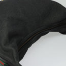 GUCCI Web Sherry Line Shoulder Bag Canvas Black Gold 73884 Auth gh324-6