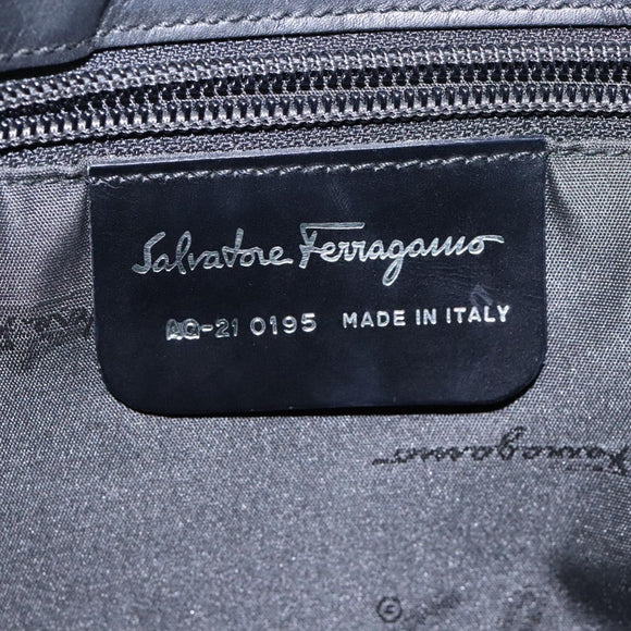 Salvatore Ferragamo Gancini Shoulder Bag Nylon Navy Silver Auth gh333