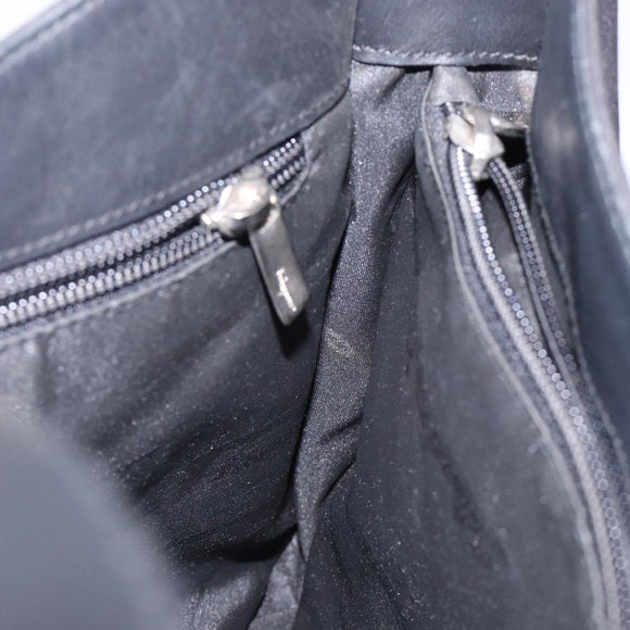 Salvatore Ferragamo Gancini Shoulder Bag Nylon Navy Silver Auth gh333