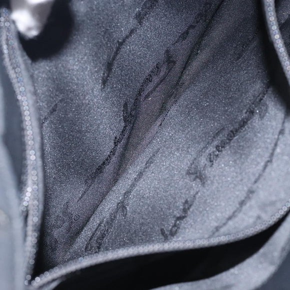 Salvatore Ferragamo Gancini Shoulder Bag Nylon Navy Silver Auth gh333