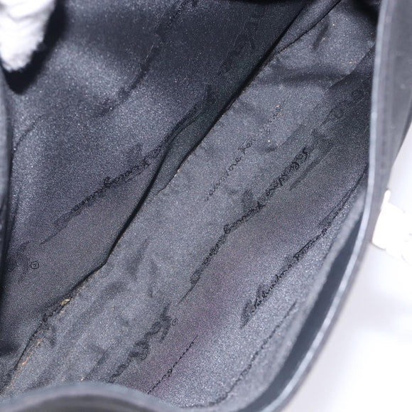 Salvatore Ferragamo Gancini Shoulder Bag Nylon Navy Silver Auth gh333