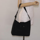 Salvatore Ferragamo Gancini Shoulder Bag Nylon Navy Silver Auth gh333-22