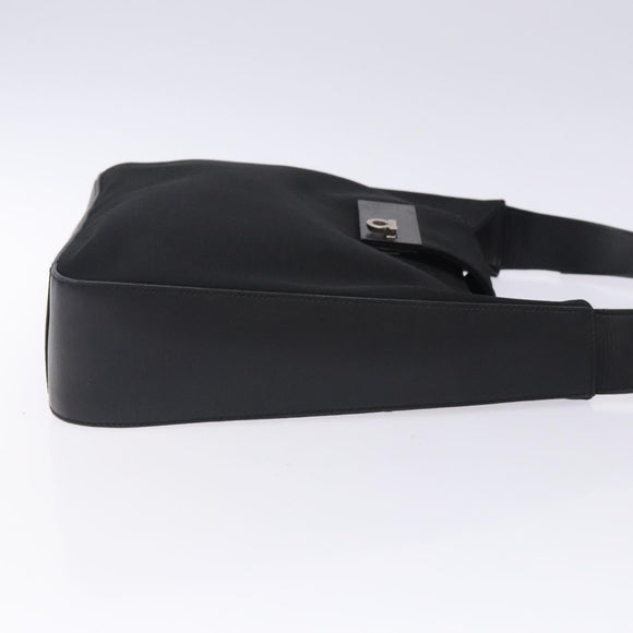 Salvatore Ferragamo Gancini Shoulder Bag Nylon Navy Silver Auth gh333