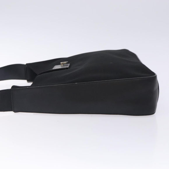 Salvatore Ferragamo Gancini Shoulder Bag Nylon Navy Silver Auth gh333