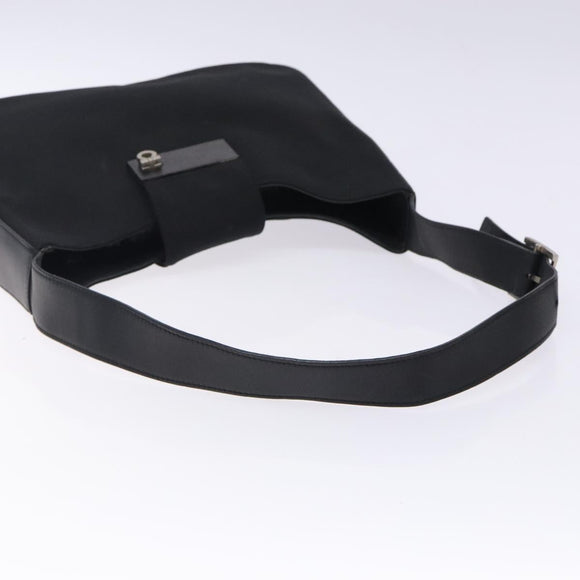 Salvatore Ferragamo Gancini Shoulder Bag Nylon Navy Silver Auth gh333