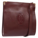 CARTIER Must Line Gamaguchi Shoulder Bag Leather Bordeaux Gold Auth gh335-1