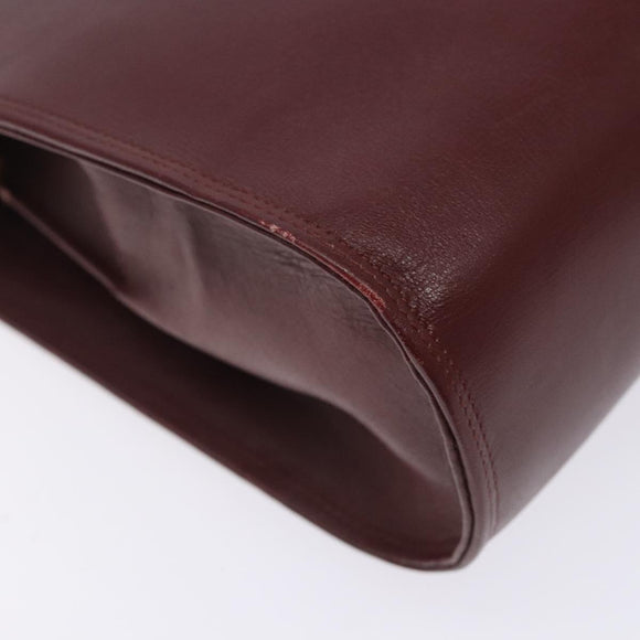 CARTIER Must Line Gamaguchi Shoulder Bag Leather Bordeaux Gold Auth gh335