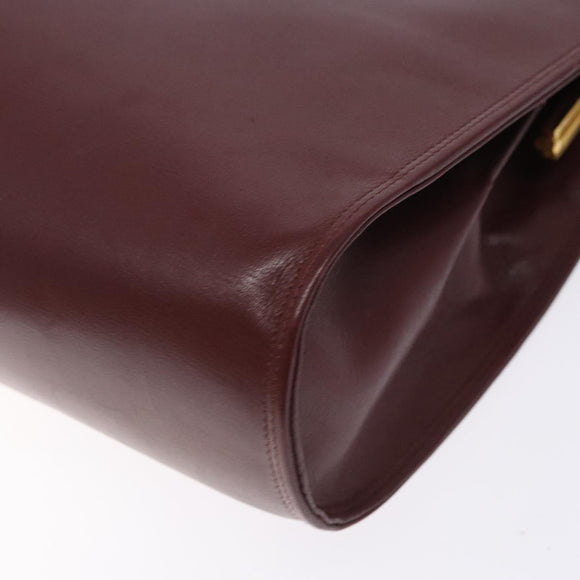 CARTIER Must Line Gamaguchi Shoulder Bag Leather Bordeaux Gold Auth gh335