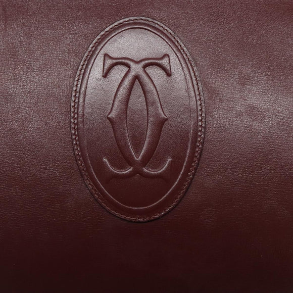 CARTIER Must Line Gamaguchi Shoulder Bag Leather Bordeaux Gold Auth gh335