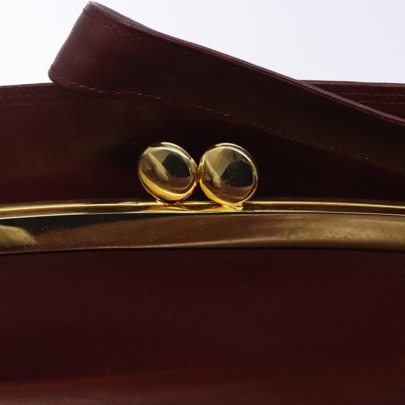 CARTIER Must Line Gamaguchi Shoulder Bag Leather Bordeaux Gold Auth gh335