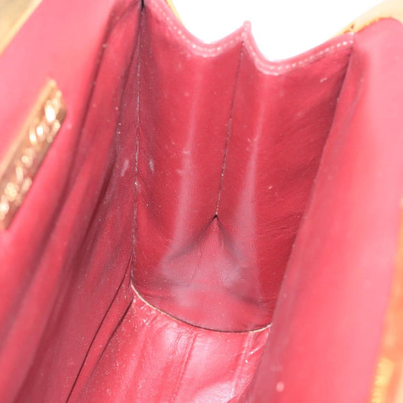 CARTIER Must Line Gamaguchi Shoulder Bag Leather Bordeaux Gold Auth gh335