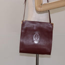 CARTIER Must Line Gamaguchi Shoulder Bag Leather Bordeaux Gold Auth gh335-21