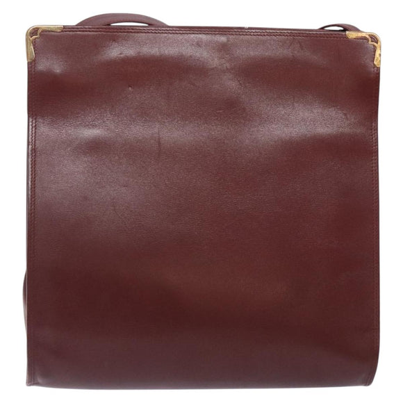 CARTIER Must Line Gamaguchi Shoulder Bag Leather Bordeaux Gold Auth gh335