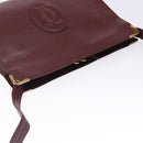 CARTIER Must Line Gamaguchi Shoulder Bag Leather Bordeaux Gold Auth gh335-6